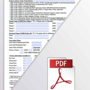 Minnesota Single Family Home Base Lease & Utility Addendum (PDF Version)